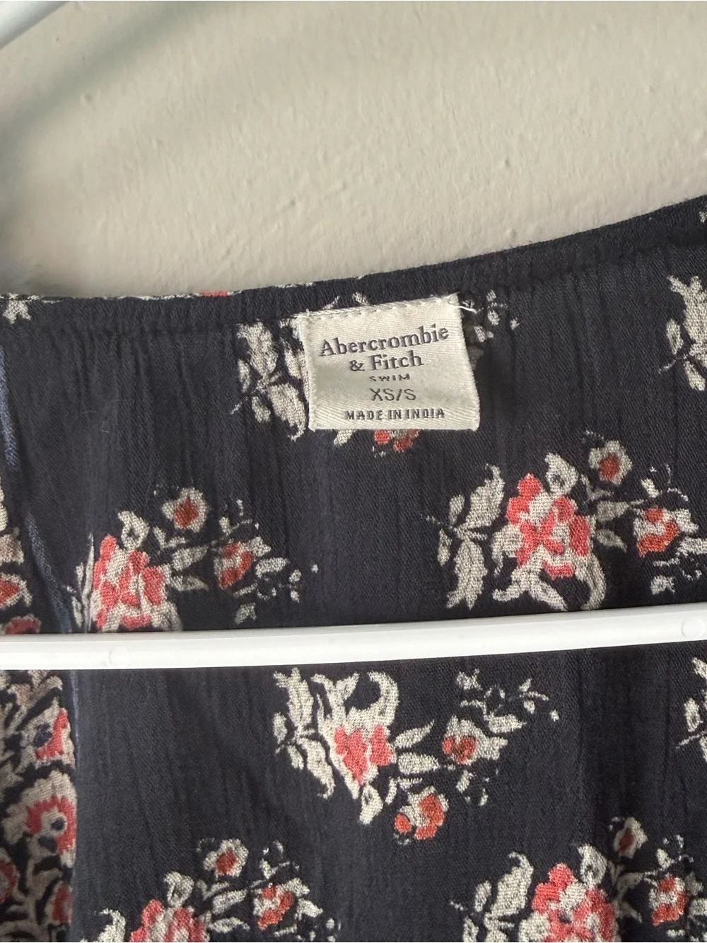 Abercrombie Black Floral Boho Kimono Cover-Up with Fringe Size XS/S